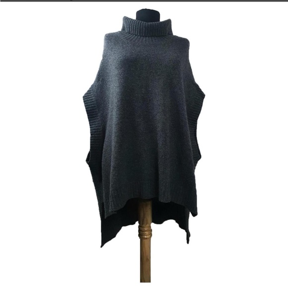 BCBGMAXAZRIA Cashmere Wool Cape Poncho Turtleneck Vest - Picture 1 of 10